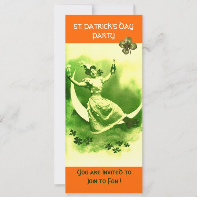 CONVITES RUA.PATRICK O DIA DA FESTA DE LUA COM SHAMROCKS (Frente)