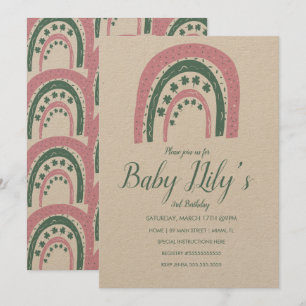 Convites Rua. Patricks Aniversário Arco-Íris Mão Retirad