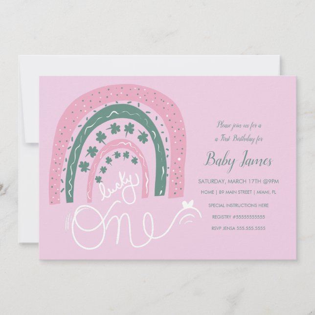 Convites Rua. Patricks Lucky primeiro aniversario Mão Desen (Frente)