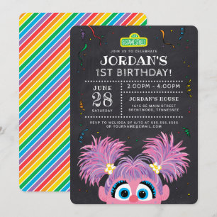 Convites Rua Sésamo   Abby Cadabby Chalkboard Birthday