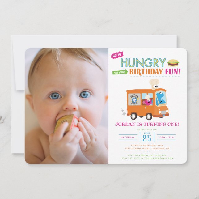 Convites Rua Sésamo | Aniversário do Caminhão de Comida de  (Frente)
