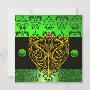 Convites RUAS. PATRICK'S CELTICA HEART Green Damask