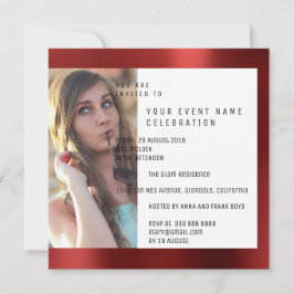 Convites Rubi vermelho da geometria nupcial de Foto do