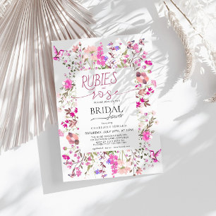 Convites Rubies Elegantes e Chá de panela Floral Rosa