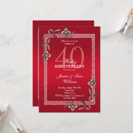 Convites Rubis Gemas Vermelhas & Brilho Rubi 40 Anos de Cas
