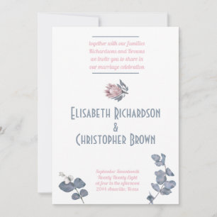 Convites Rubor Azul Rosa Floral Casamento