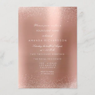 Convites Rubor em Rosa Dourado Brilho Areia Casamento Anive