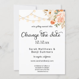 Convites Rubor & Flor de Pêssego Luzes Mudam a Data
