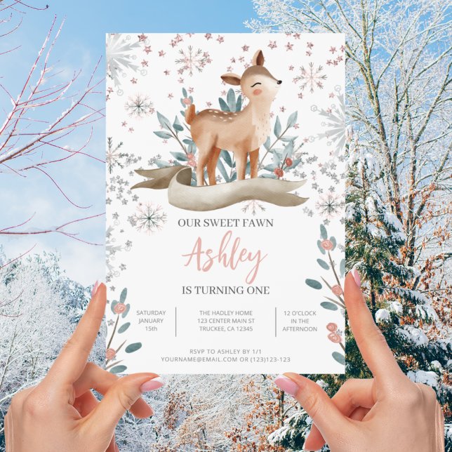 Convites Rubor Floresta de Inverno 1º Aniversário (Criador carregado)