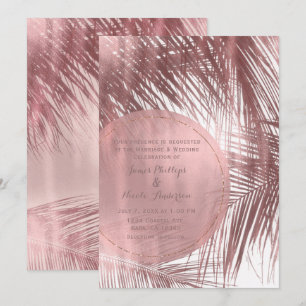 Convites Rubor Rosa Ouro Rosa Palmeiras Tropicais Casamento