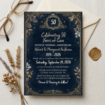 Rúbrica Azul Simples 50º Aniversário de Casamento