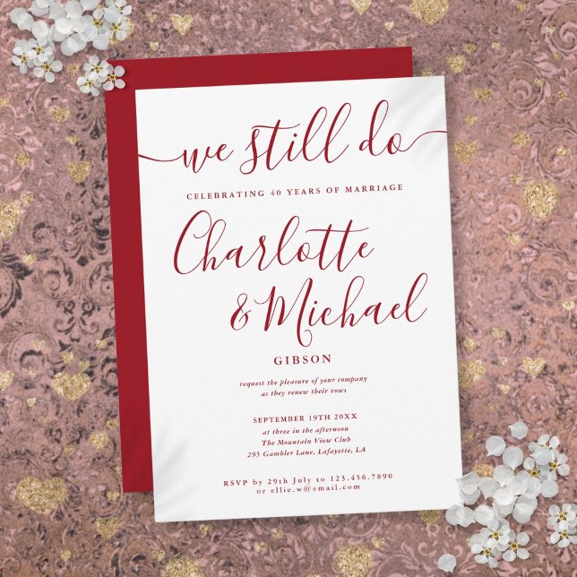 Convites Ruby Ainda Fazemos Script De Aniversário De Renova (Ruby We Still Do Script Vow Renewal Anniversary Invitation)