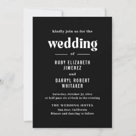 Convites Ruby Black Modern Wedding