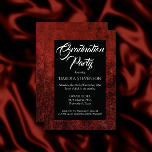 Convites Ruby Crimson Red   Festa de formatura de Grunge Cl