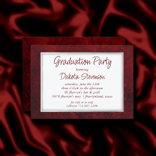 Convites Ruby Crimson Red   Graduação em aquarela clássi