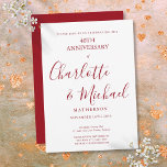 Convites Ruby Elegant Script do 40º aniversário do Casament<br><div class="desc">Apresentando nomes de assinatura de script ruby. Personalize com suas informações especiais de 40 anos de aniversário de rubi em carta chic. Projetado por Thisnotme©</div>