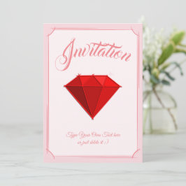 Convites Ruby Gemstone. Jóias. 40 Aniversário de Casamento
