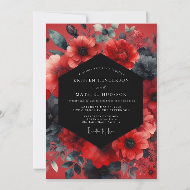 Convites Ruby Moody Anemone Wedding (Frente)