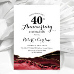 Convites Ruby Red 40º Aniversário<br><div class="desc">Ruby Red 40º aniversário de convite. Elegante design formal com fundo de mármore agado,  fonte falsa de ouro brilhante e script de tipografia. Trendy convida o cartão perfeito para uma comemoração de na moda. Impressos convites Zazzle ou modelo de impressão digital instantânea para download.</div>
