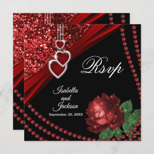 Convites Ruby Red Glitter e Rosa Rsvp