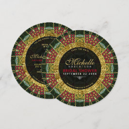 Convites Ruby Red Green - Chá de panela Dourado brilhante