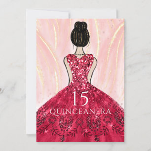 Convites Ruby Red Princess Dress Quinceanera Party