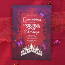 Ruby Red, Tiara Dourada, Borboletas Rosa Quinceane
