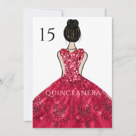 Convites Ruby Sparkle Princess Dress Quinceanera Party