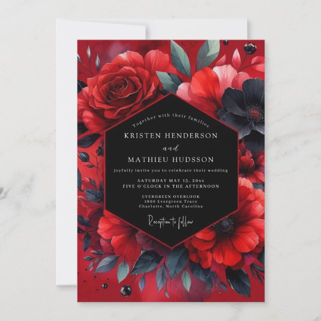 Convites Ruby Vesperal Bloom Wedding (Frente)
