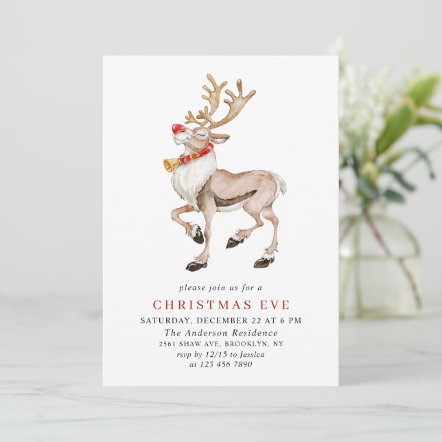 Convites Rudolf HOLIDAY CHRISTMAS EVE (Em pé/Frente)
