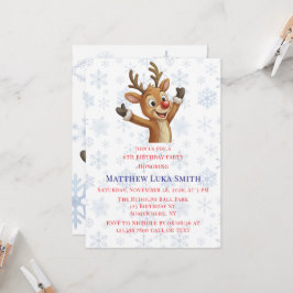 Convites Rudolph with Blue Snowflakes Birthday Bash