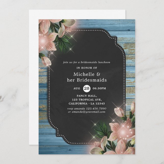 Convites Ruim Floral Bridesmaids Luncheon (Frente/Verso)