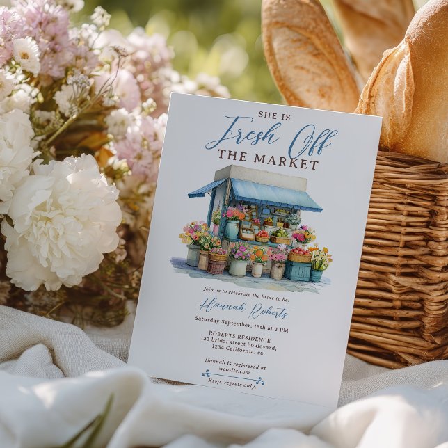 Convites Ruptura do Chá de panela do mercado (Rustic Fresh Off Market Bridal Shower Flower Stall Invitation)