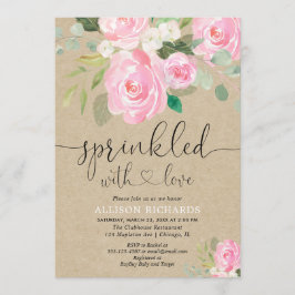 Convites Ruptura floral rústica de bebê rosa