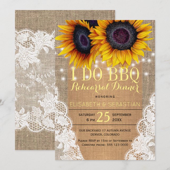 Convites Ruptura russa dos girassóis Eu faço janto de ensai (Frente/Verso)