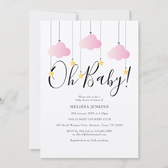 Convites Ruptura Rústica Brile Chá de fraldas Bebê (Frente)