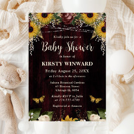 Convites Ruptura Rústica Girassóis Flores de madeira Chá de