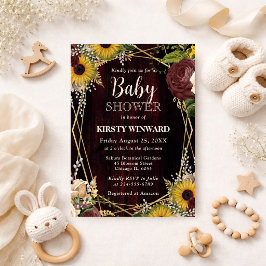 Convites Ruptura Rústica Girassóis Flores Rurais Madeira Ch