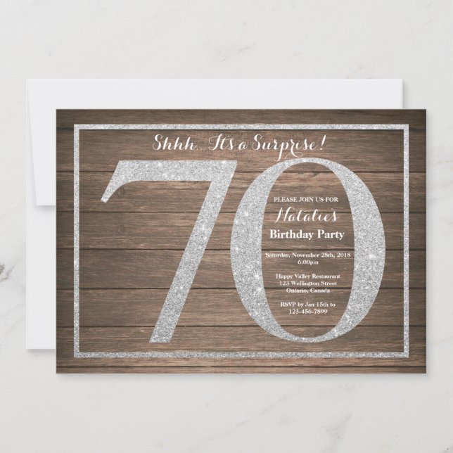 Convites Rush Surprise 70 de Aniversário de Prata de Convit (Frente)