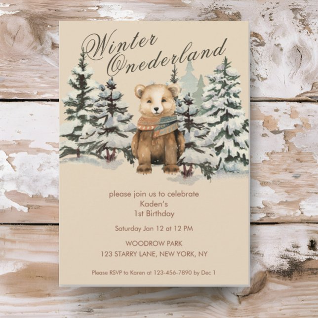 Convites Rusland Woodland Winter Onederland (Criador carregado)