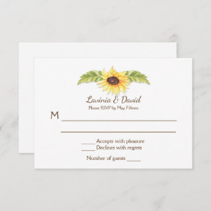 Convites Russ Watercolor Girassóis RSVP do Crânio do Corno