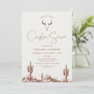 Convites Russo Brown Western Casal Chá Bridal