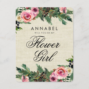 Convites Russo Burlap Winter Você Será Minha Flor Girl
