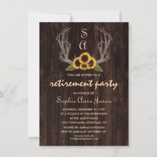 Convites Russo Country Sunflower Antlers Partido da Reforma