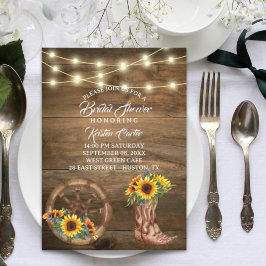 Convites Russo Cowboy Boot Sunflower Western Chá de panela