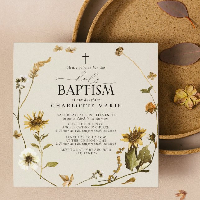 Convites Russo Girassol Santo Batismo Cruzamento Moderno de (Holy Baptism Invitations!)