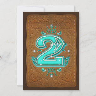 Convites Russo Ocidental Brown & Turquoise DOIS Festa de se