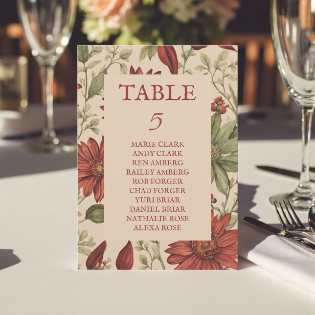 Convites Russo Sage Green & Burgundy Red Floral outono (Criador carregado)