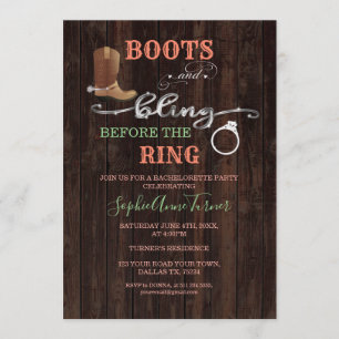 Convites Russo Western Boots & Bling Festa de solteira