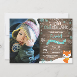 Convites Russo Winter Onederland Fox primeiro aniversario
